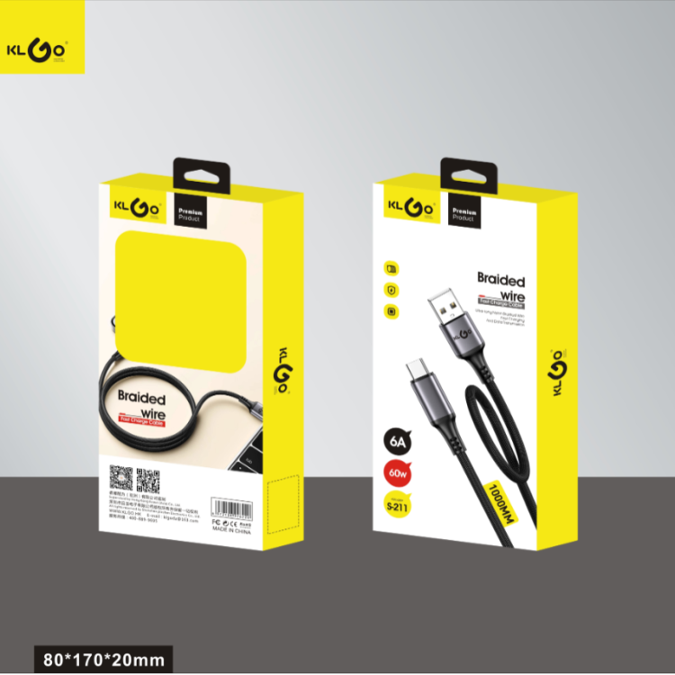 Cool for KLGO Type-c USB port 1-meter data cable 6A four-color options