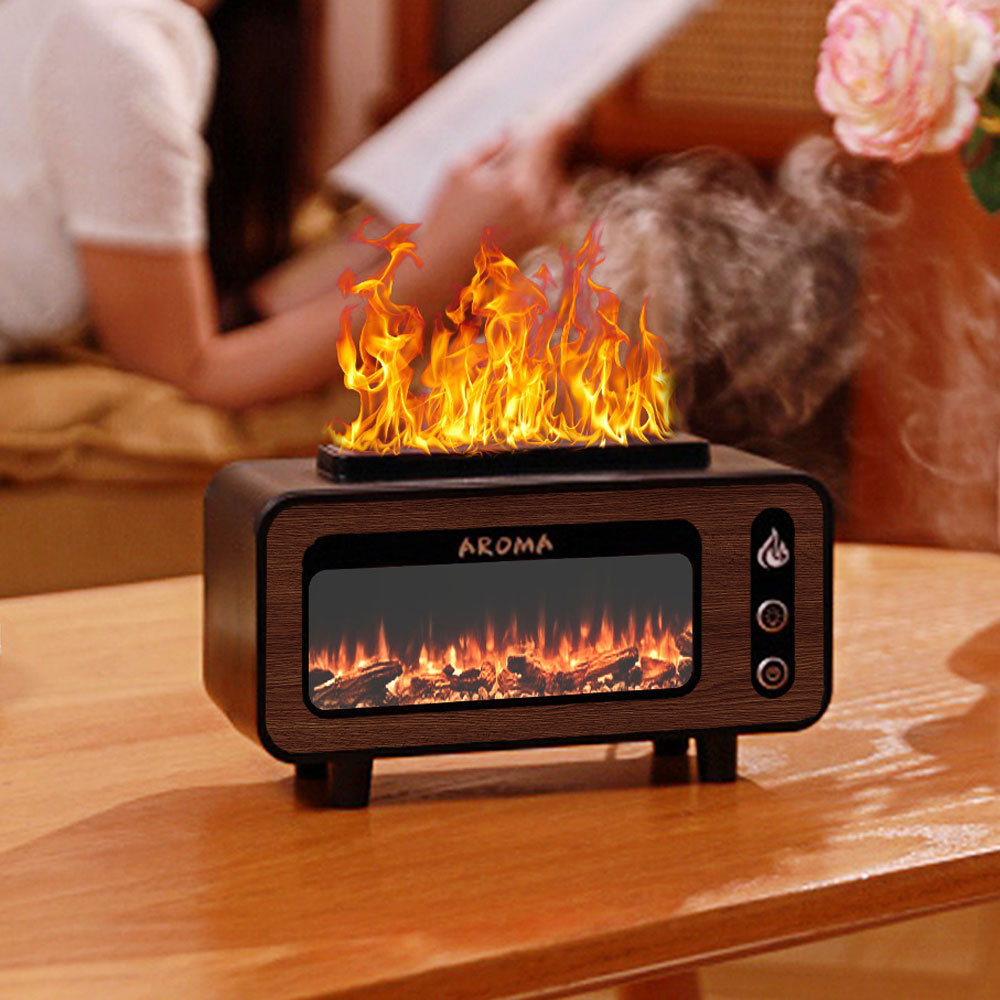 LA-0646 Best-selling retro fireplace flame aroma diffuser, gift aroma diffuser, Small creative desktop aroma diffuser details Picture