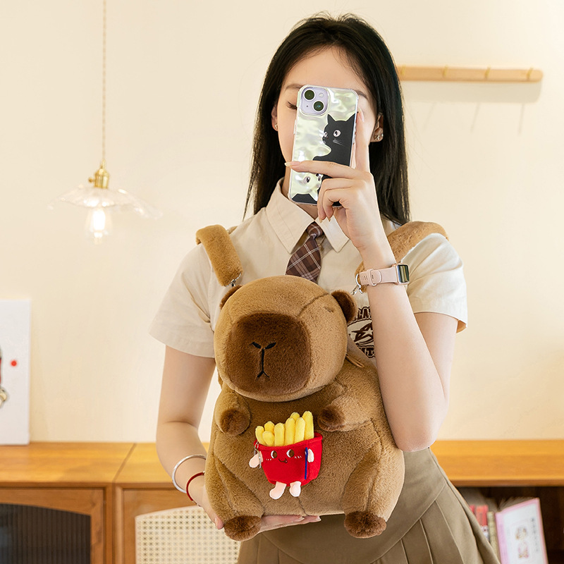 Cute capybara crossbody bag backpack plush toy bag storage bag Capibala children wholesale Specification drawing