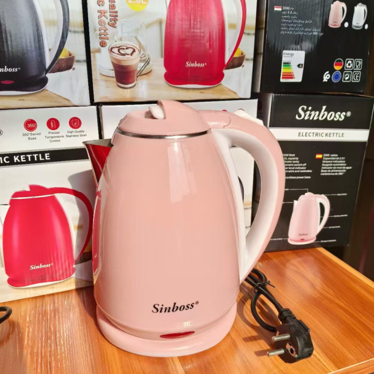 The classic best-selling solid color water kettle 2.0L four-color electric kettle has been upgraded to VDE with two round plugs and double gold temperature control Item Picture