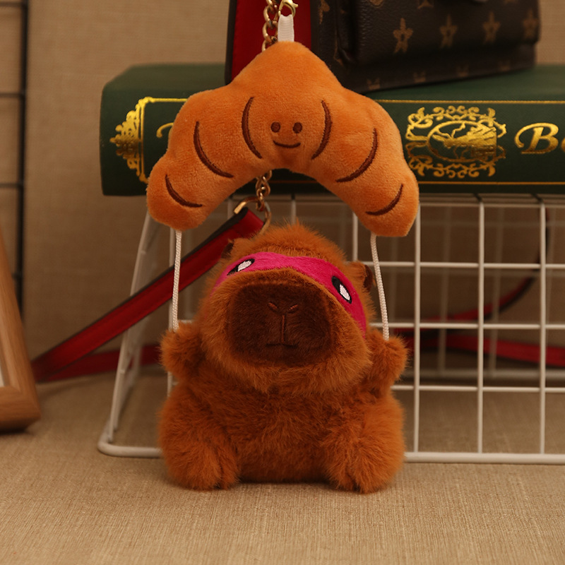 Parachute Capibala plush doll Creative keychain pendant doll small gift Cute pet animal toy full figure