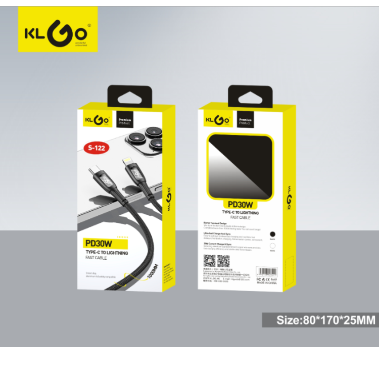 Cool for KLGO PD/100W TYPE-C TO TYPE-C black and white dual-color optional fast charging data cable