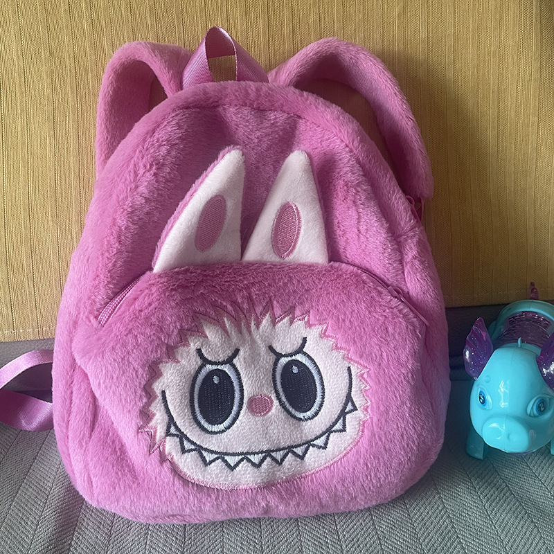 泡泡玛特拉布布斜挎包labubu卡通双肩包零钱包儿童女毛绒包包厂家详情图3