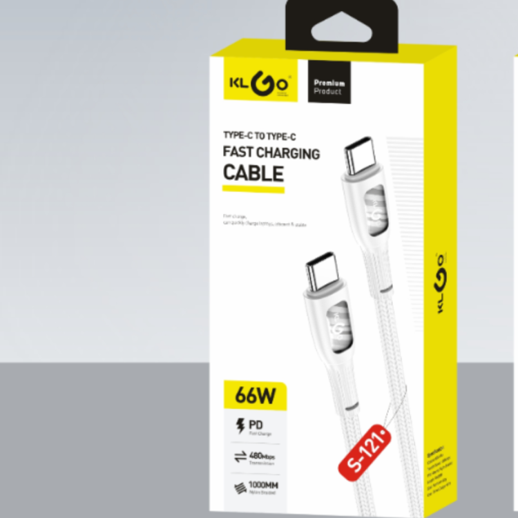 Cool for KLGO S-121 PD/66W TYPE-C TO TYPE-C Black and white optional fast charging data cable details Picture