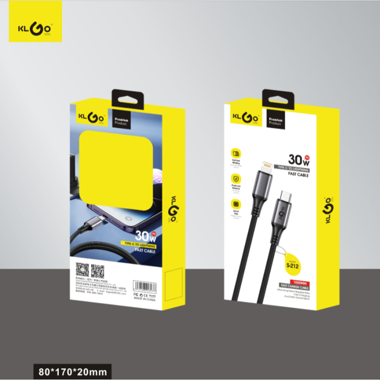Coolwei KLGO S-212 PD30W TYPE-C IOS fast charging 30-watt data cable