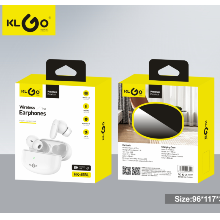 酷为KLGO白色V5.3蓝牙版本 入耳式蓝牙耳机