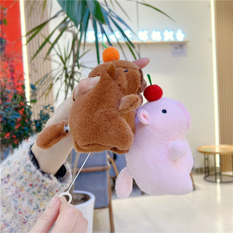 Tail will turn Capibala keychain action figure doll plush animal toy capybara pendant cute gift Specification drawing