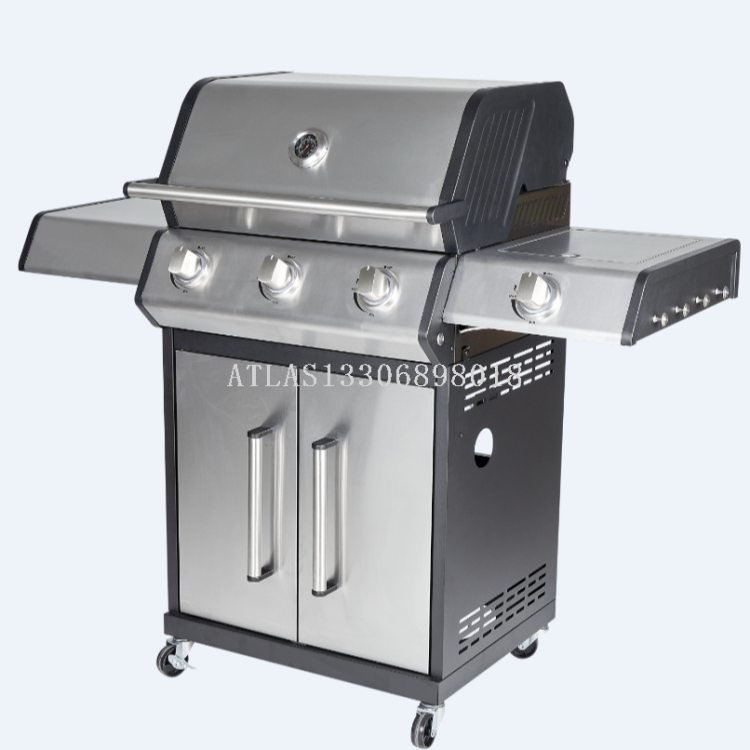 户外庭院气烤炉花园烧烤聚会露营多功能不锈钢带侧燃烧器烧烤用具