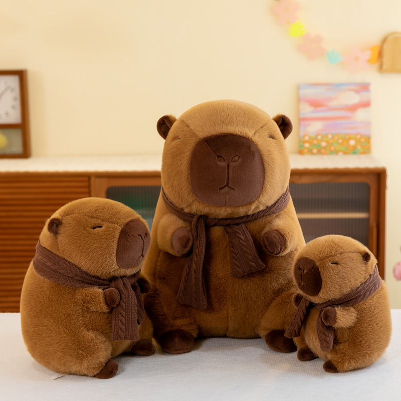 French fries backpack scarf Capibala figure stretchable nasal Capybara king plush doll Ugly guinea pig full figure
