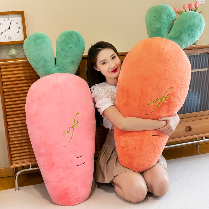 Carrot throw pillow, plush toy, simulated rabbit fur doll, girl doll, large radish doll, bed companion for sleeping