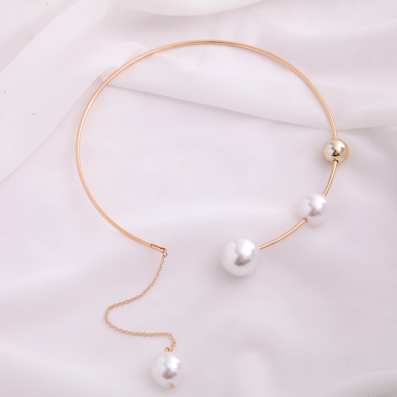 随意造型夏季新款简约珍珠窗帘绑带金属线圈珍珠窗帘扣厂家批发