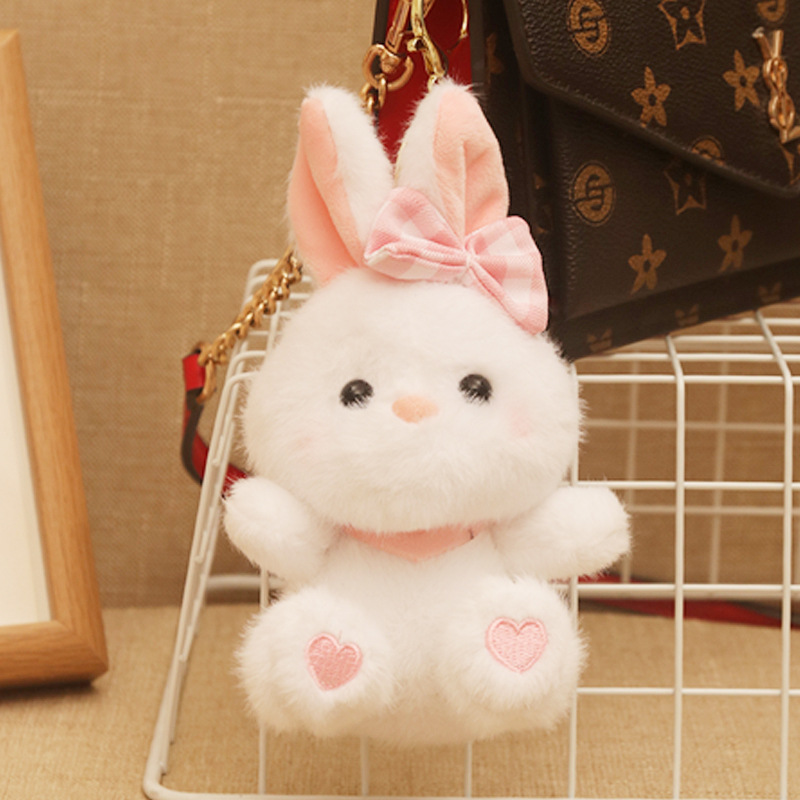 网红可爱小兔子挂件毛绒玩具公仔奶油白兔包包挂饰钥匙扣娃娃玩偶