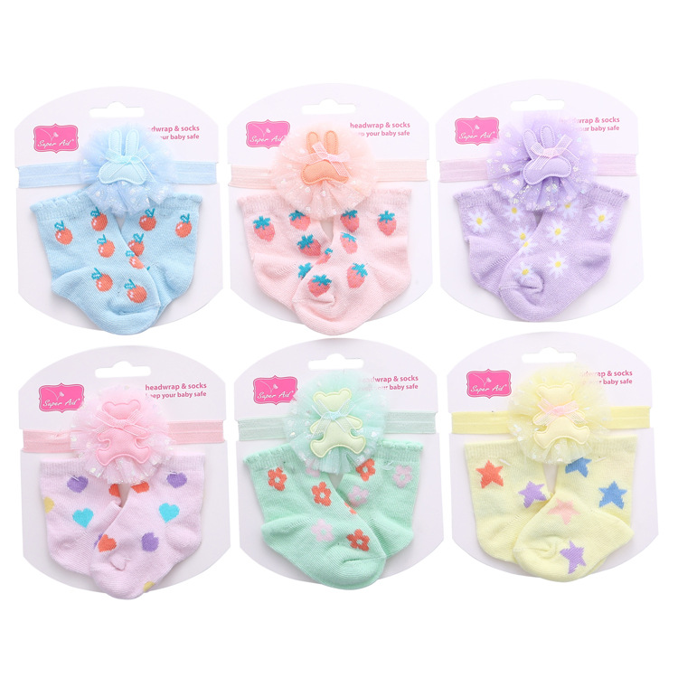 Cross-border cartoon bow mesh baby socks headband set foreign trade cute princess European and American children's socks Application Scenario