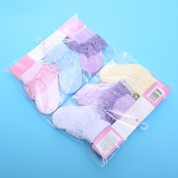 New Princess cotton mesh thin baby socks Children's solid color candy lace lace baby socks Item Picture