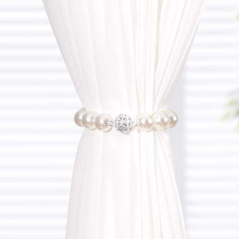 创意磁吸珍珠款窗帘扣精美纱帘免打孔窗帘绑带磁铁窗帘捆绑绳