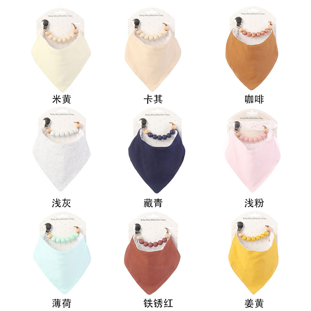 Baby pacifier chain Teether pacifier with cotton triangle towel Children's saliva pocket silicone pacifier chain set Application Scenario