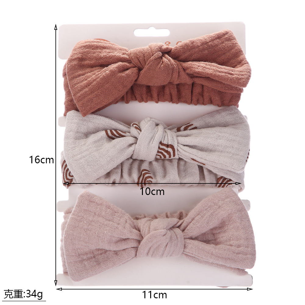 Europe and the United States baby rabbit ears hair accessories three-piece DIY children's cute bow headband with Zoubu cotton headband set Specification drawing