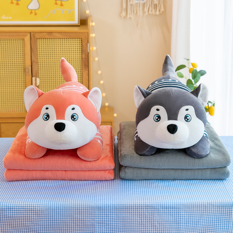 Two-in-one cartoon throw pillow quilt, dual-purpose nap blanket, sofa throw pillow cushion, office air conditioner quilt gift