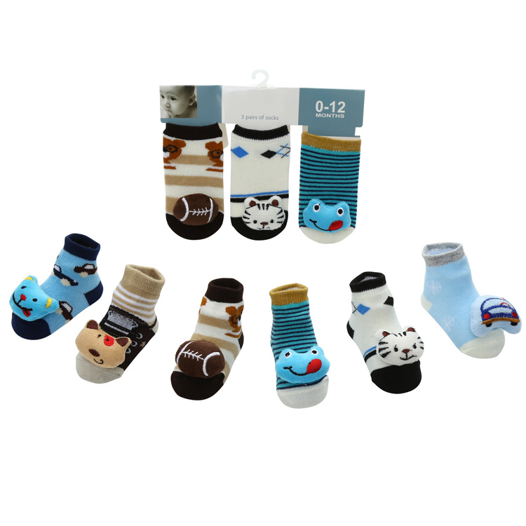 New cartoon cute three-dimensional doll baby socks cross-border breathable striped polka dot newborn socks wholesale full figure