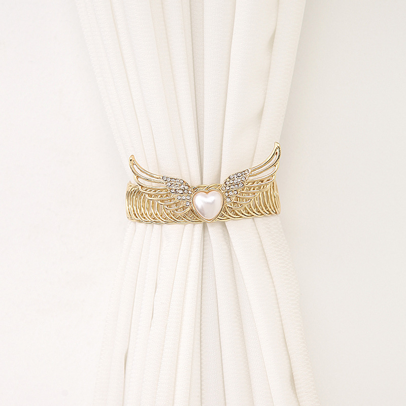 简约天使之翼翅膀金属窗帘扣窗帘绑带弹簧自动收紧窗帘夹厂家批发