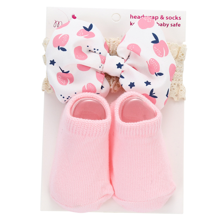 Bow Candy Cute children's socks wholesale cross-border solid color Princess baby socks headband set Application Scenario