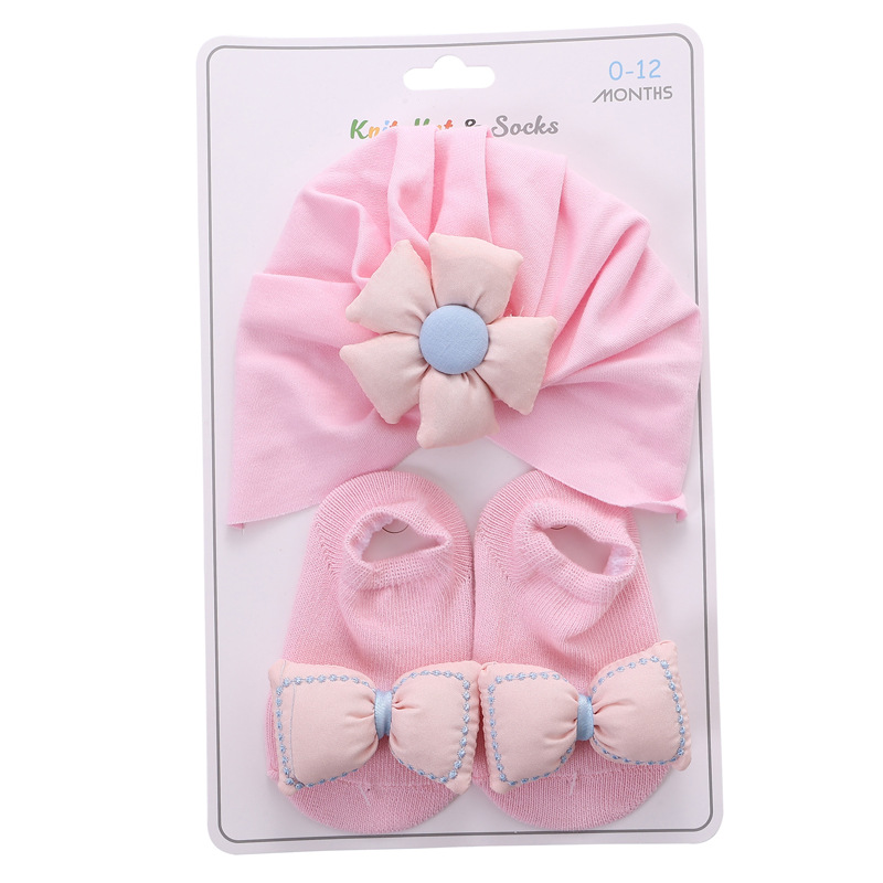 Cross-border princess cute bow baby socks foreign trade Europe and the United States non-slip glue baby socks hat set Item Picture