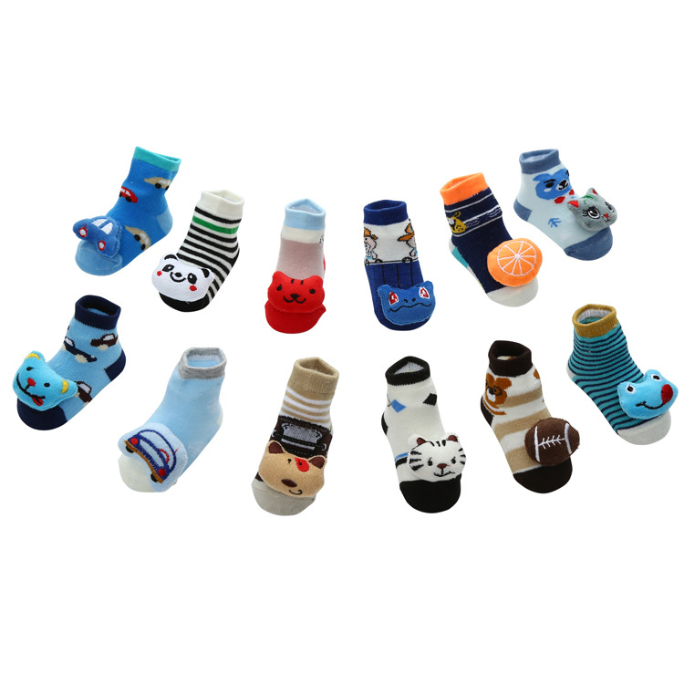 New cartoon cute three-dimensional doll baby socks cross-border breathable striped polka dot newborn socks wholesale details Picture