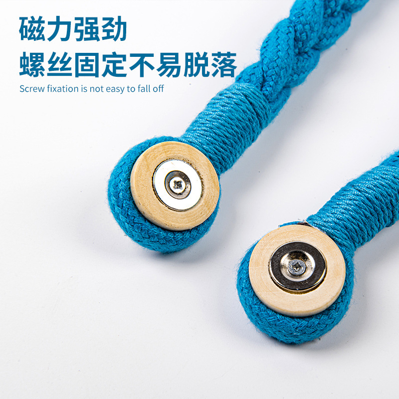 Cotton rope wood bead twist curtain magnetic buckle spot foreign trade large free drilling free installation curtain tie curtain buckle details Picture