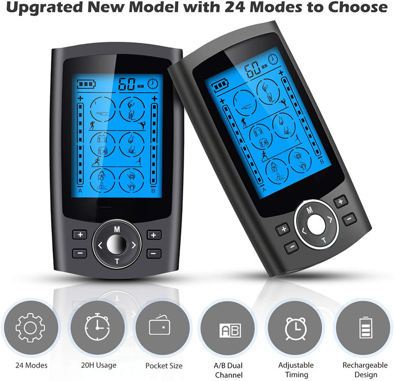 充电款家用24种模式AB双通道TENS按摩仪 跨境EMS数码经络理疗仪