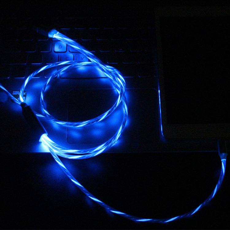 一拖三流光数据线 适用苹果安卓TypeC手机快充三合一跑马灯发光线详情13