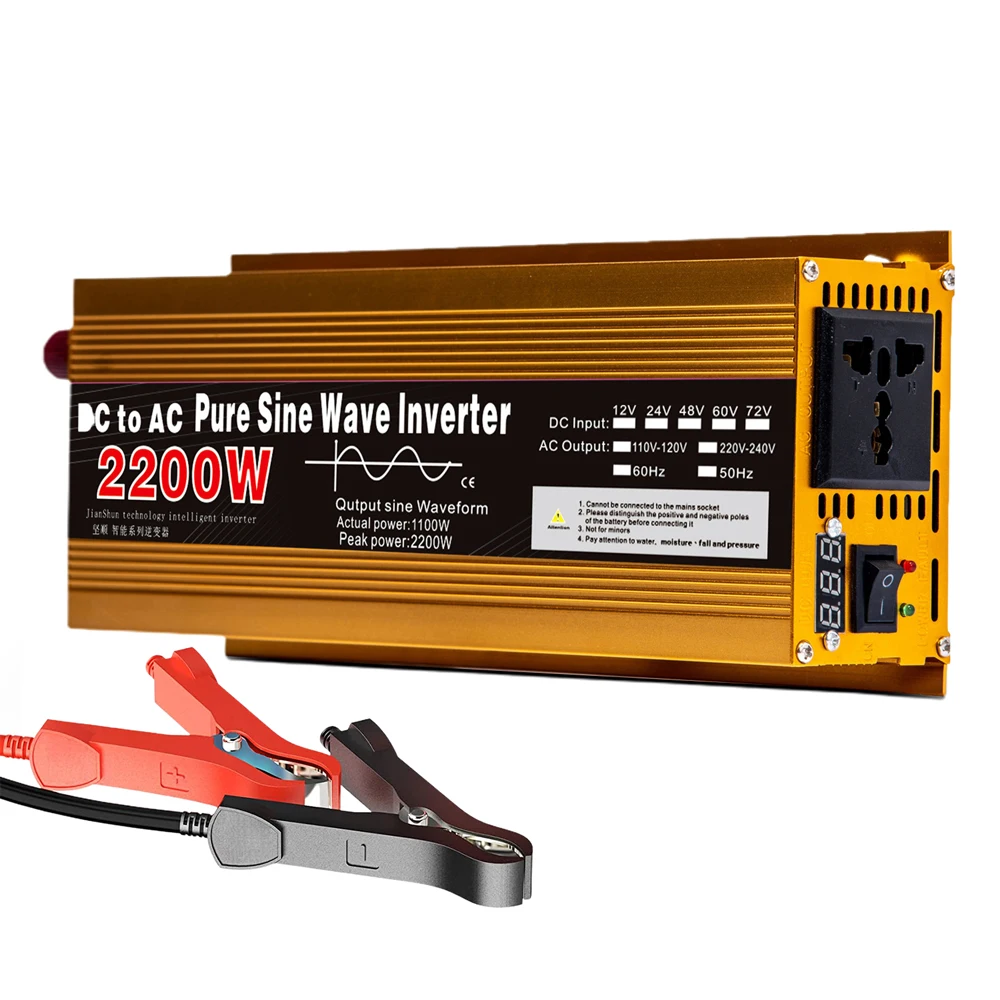 全新修正弦逆变器纯正弦波12V24V转220V2200W光伏太阳能详情1