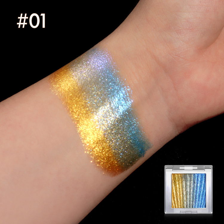Pequeña cantidad personalizada OEMODM camaleón patrón vertical gradiente arco iris eyeshadow bandeja multicolor color brillante duradero no mareo belleza transfronteriza nuevo artículo - 6