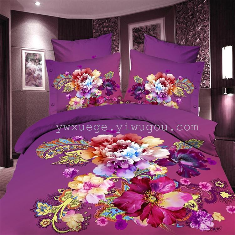 Snow Pigeon bedding High-count cotton twill 3D reactive printing set Winter Warmth Essentials 1.5-1.8 meter bed factory direct sales Love in spring details Picture
