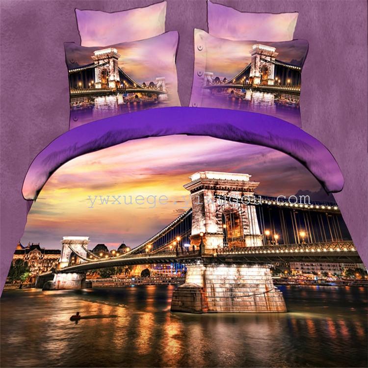 New home textile products on the market 3D active printing super soft pro-fleur fleur velvet four pieces soft skin-friendly four pieces bedding manufacturers direct sales of New York love