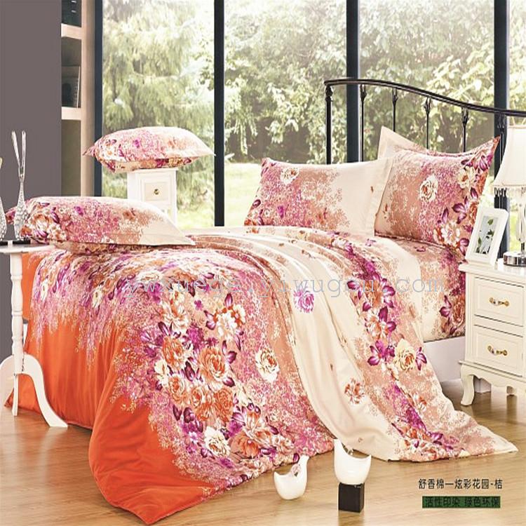 Xuege Home Textiles' four-piece set of fragrant cotton comes in a wide variety of colors and patterns. It is sold at low prices both domestically and internationally with quality guaranteed - Drunken Flower Shade Specification image