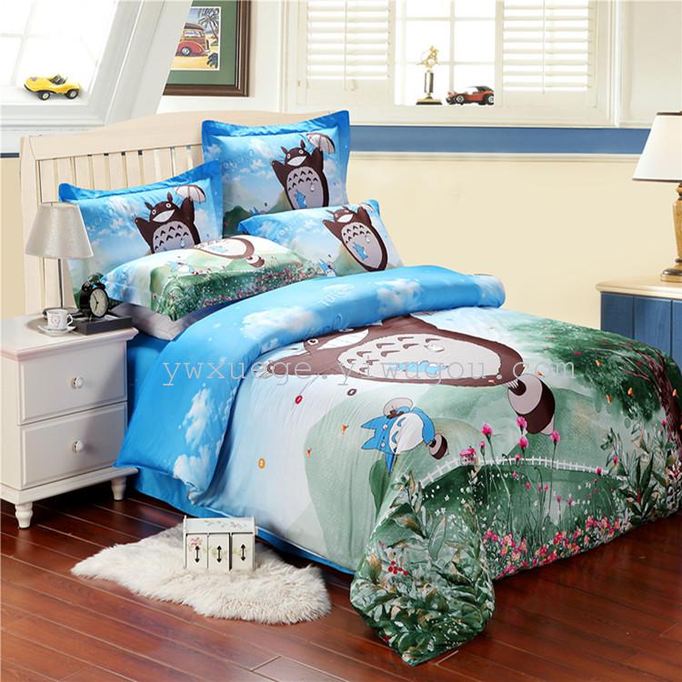 Bedding 4 piece set sheet quilt set home textile latest cartoon out Travel notes 100% cotton 4 piece set