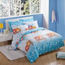 Pure cotton Genuine Cotton 128*68 active Twill cartoon Ali Spring (blue) four-piece bedding