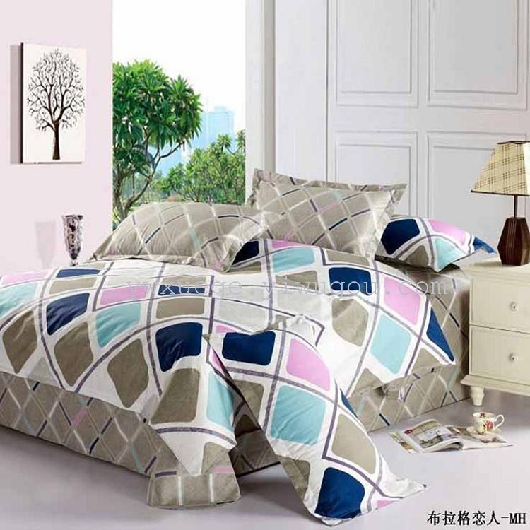 Xuege Home Textiles' genuine Prague Lovers Bed Sheet style four-piece set, 100% cotton twill printed, factory direct sales