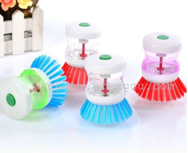 厨房自动加液刷锅器/压液洗锅刷洗碗刷子、清洁刷