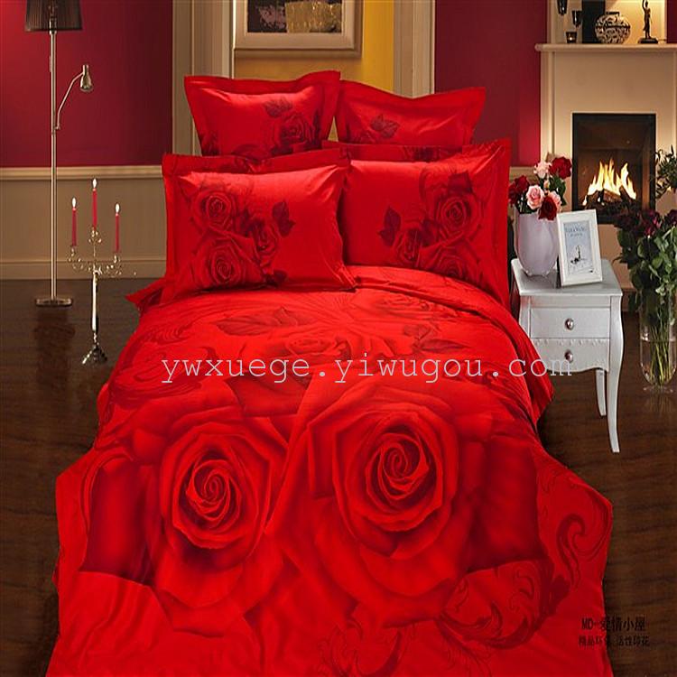 Twill active printing elegant life bedding simple ambiguous factory direct bedding four sets