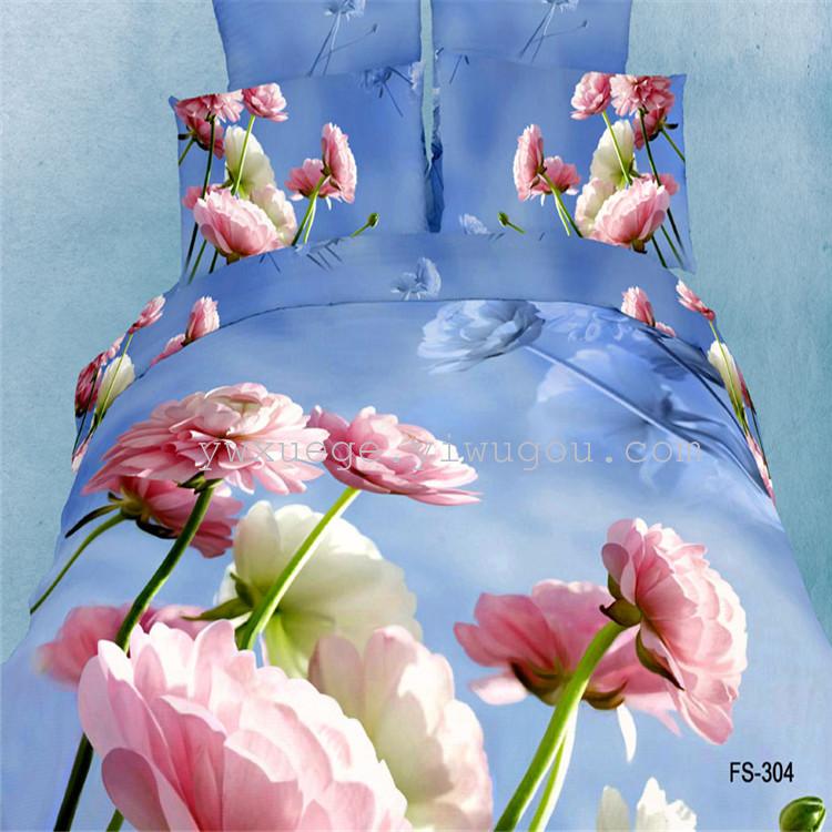 Xuege Home Textiles 3D Personalized Landscape Oil Painting Four-piece Set, All-cotton active twill printed three-dimensional bedding, One Meter of Sunshine Specification image