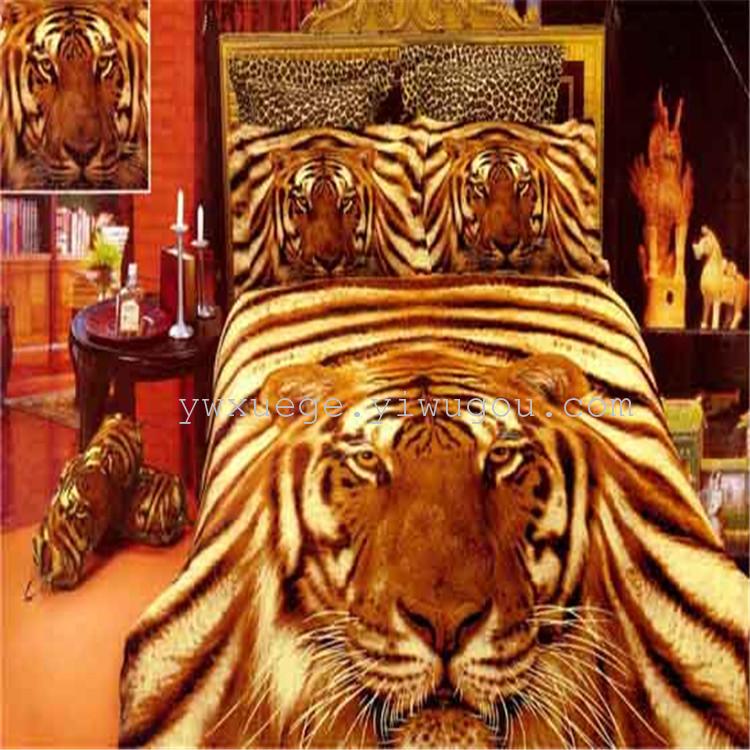 3D positioning active printing ink painting animal series Tiger mighty four sets of bed products manufacturers