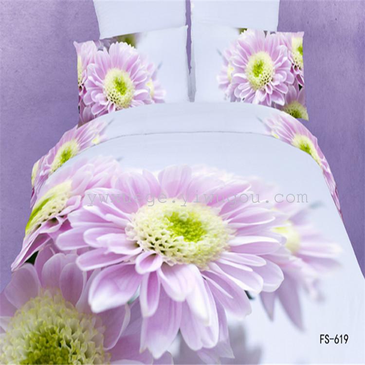 Fashionable cotton grass series 3D active printing bed four pieces set 3D oil painting landscape series memory