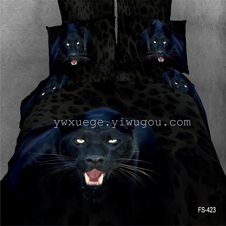 Foreign trade bedding four pieces personality cotton 3D ink painting four pieces Black Panther factory direct sales thumbnail