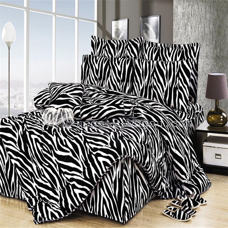 Paloma de nieve para el hogar textil cama 3D pintura al óleo serie animal --- zebra poliéster y algodón reactivo impresión y teñido cama venta directa de fábrica details Picture