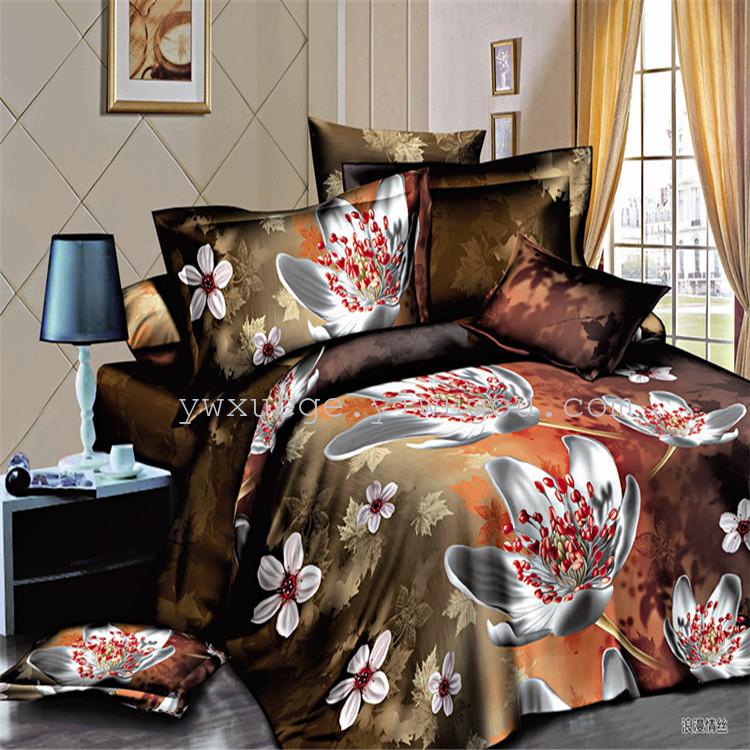 Polyester and cotton bedding four pieces of foreign trade four pieces of 3D active printing kit manufacturers direct romantic love thumbnail