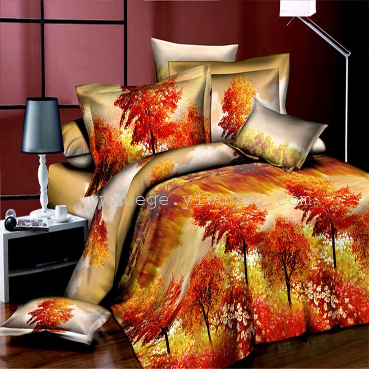 3D reactive printing 3D Osaka Flower Four-piece set polyester-cotton bedding export factory direct sales - Flower Shape and Shadow Application Scenario