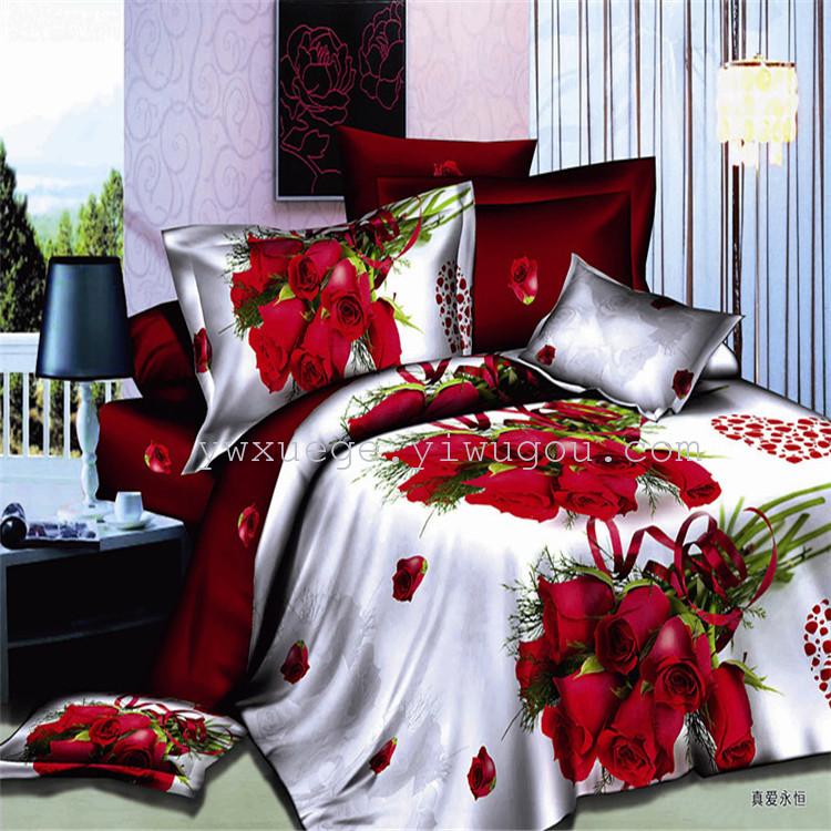 Bedding four sets of wedding supplies true love eternal 3D large version of oil painting four sets wholesale