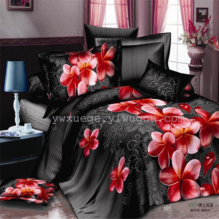 Snow pigeon home textile bedding four pieces of polyester cotton environmental protection printing AND dyeing bed products foreign trade manufacturers direct sales - YIREN style thumbnail