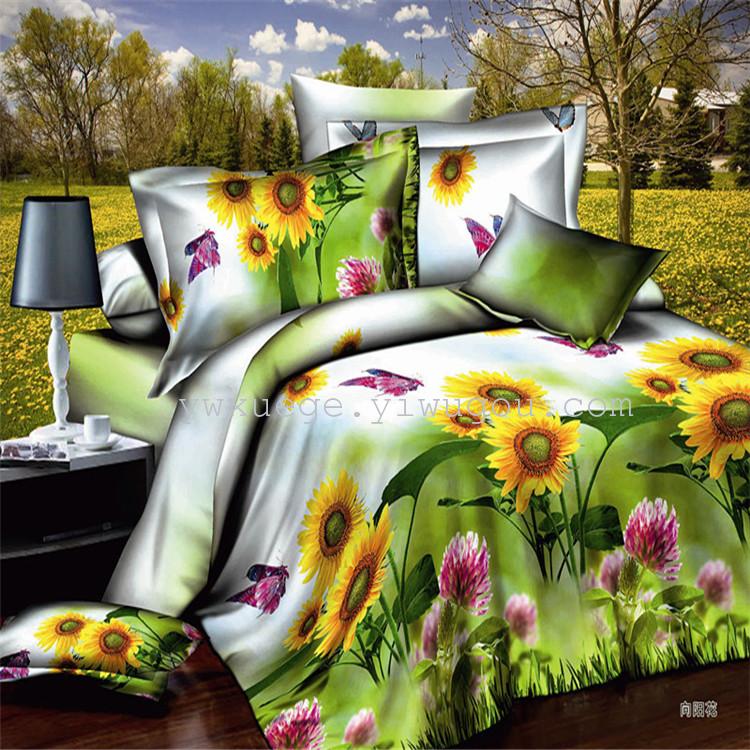 Polyester-cotton bedding four-piece set, export four-piece set, 3D reactive printing set, factory direct sales, Fairyland details Picture